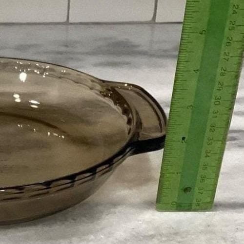Anchor Hocking Amber Deep Dish Pie Plate #1075, Vintage Brown Glass Bakeware - Thumbnail 3