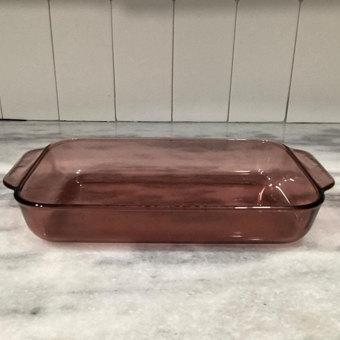 Pyrex Cranberry Glass 7x11 Casserole, 2 Qt Rectangle Bake Dish, Vintage Ovenware - Thumbnail 10