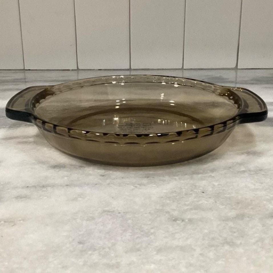 Anchor Hocking Amber Deep Dish Pie Plate #1075, Vintage Brown Glass Bakeware - Thumbnail 8