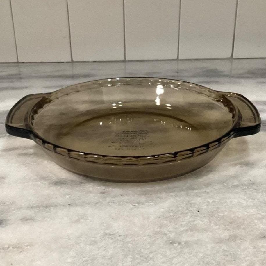 Anchor Hocking Amber Deep Dish Pie Plate #1075, Vintage Brown Glass Bakeware - Thumbnail 7