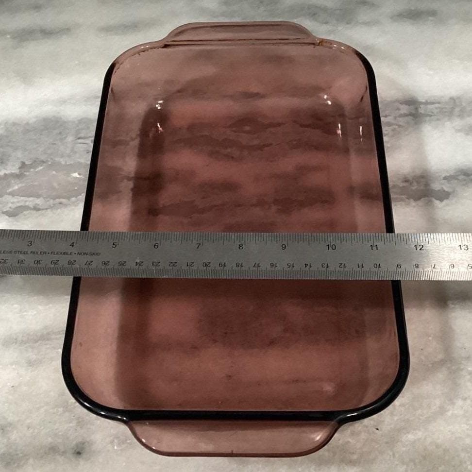 Pyrex Cranberry Glass 7x11 Casserole, 2 Qt Rectangle Bake Dish, Vintage Ovenware - Thumbnail 3