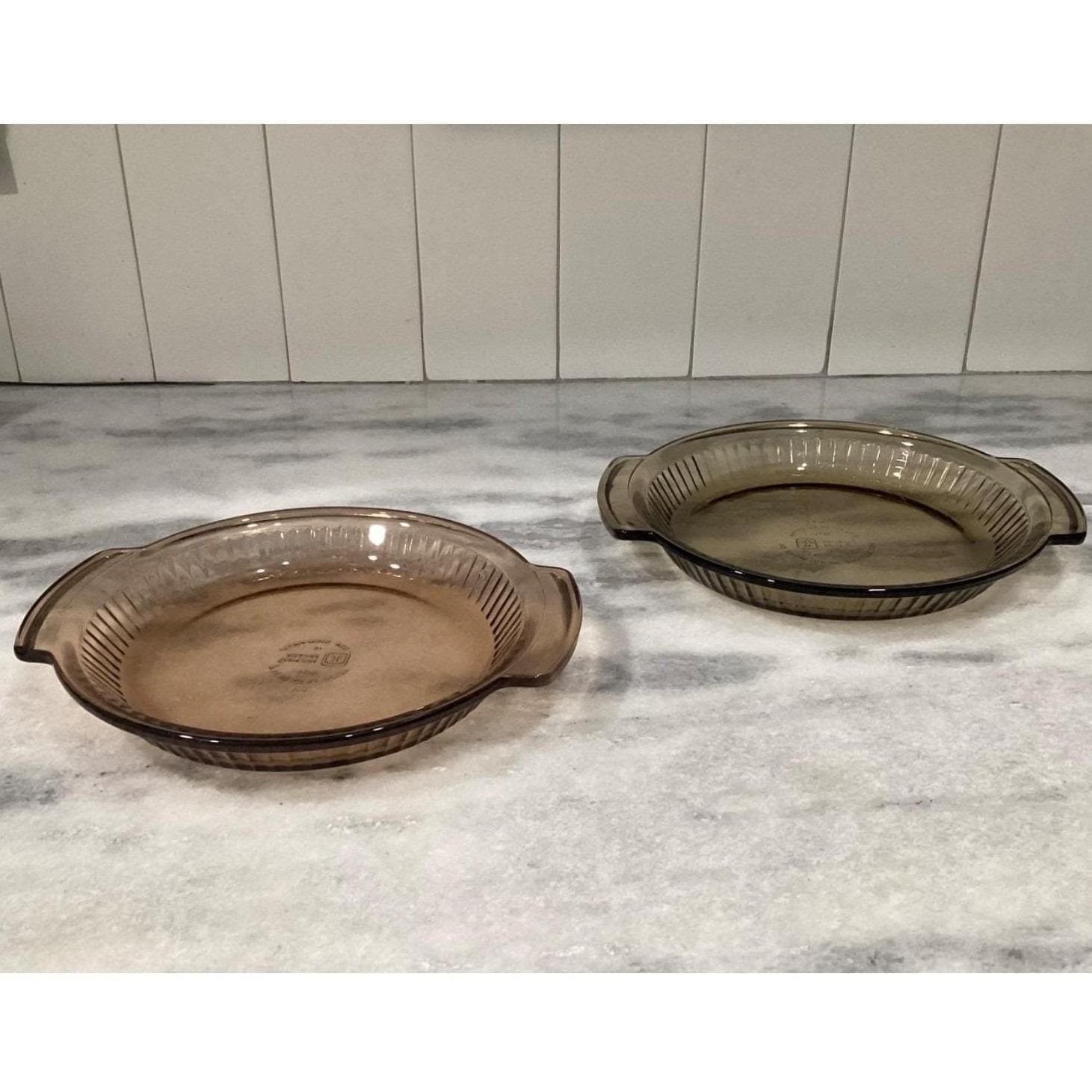 Anchor Hocking Brown Glass Pie Plates #1460, Set of 2, Vintage USA Bakeware - Thumbnail 8