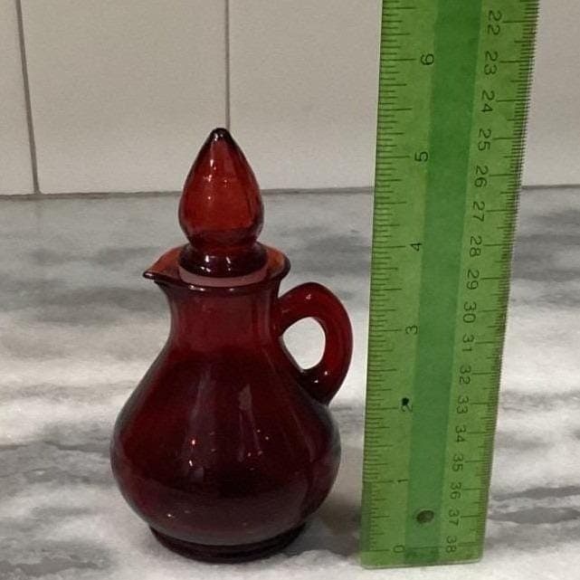 Avon Cape Cod Ruby Red Mini Cruets, Set of 2, Vintage Glass Bottles, Replacement - Thumbnail 2