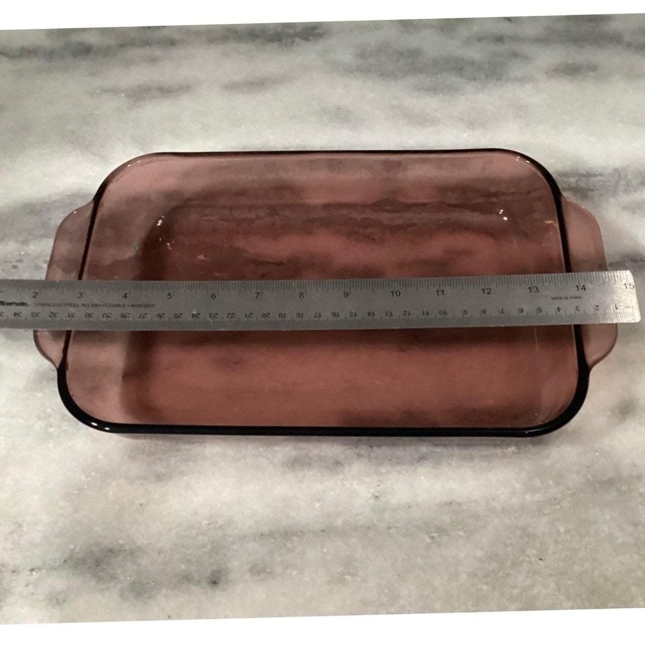 Pyrex Cranberry Glass 7x11 Casserole, 2 Qt Rectangle Bake Dish, Vintage Ovenware - Thumbnail 2