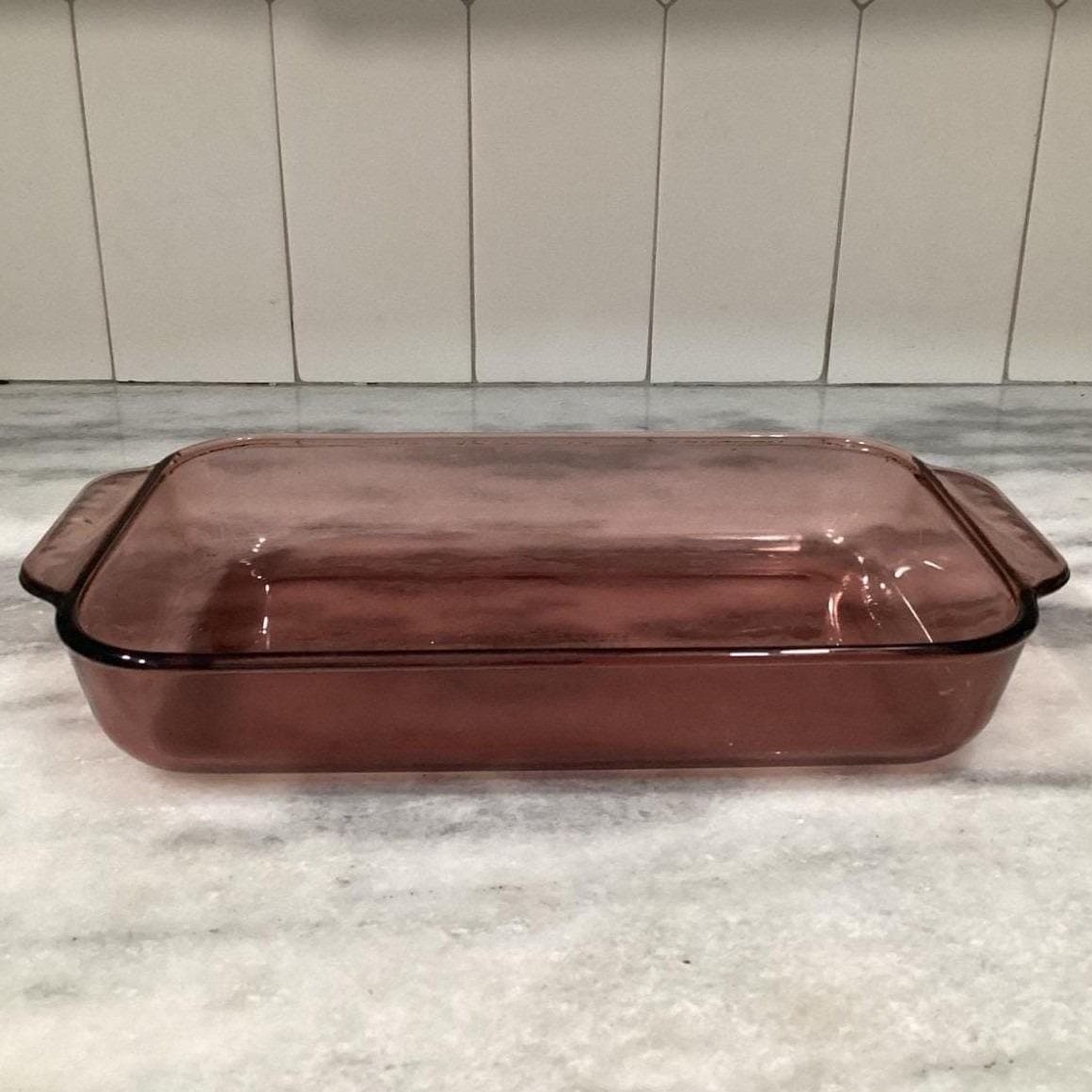 Pyrex Cranberry Glass 7x11 Casserole, 2 Qt Rectangle Bake Dish, Vintage Ovenware - Thumbnail 9