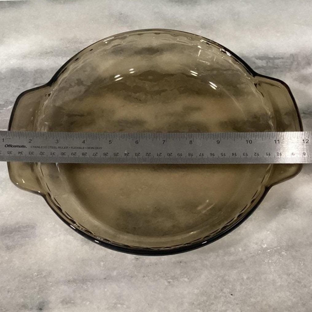 Anchor Hocking Amber Deep Dish Pie Plate #1075, Vintage Brown Glass Bakeware - Thumbnail 2