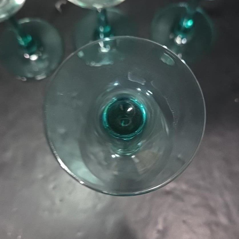 Luminarc Aqua Stem Glass Goblets, Set of 4, Vintage Teal Stemware, Drinkware - Thumbnail 8