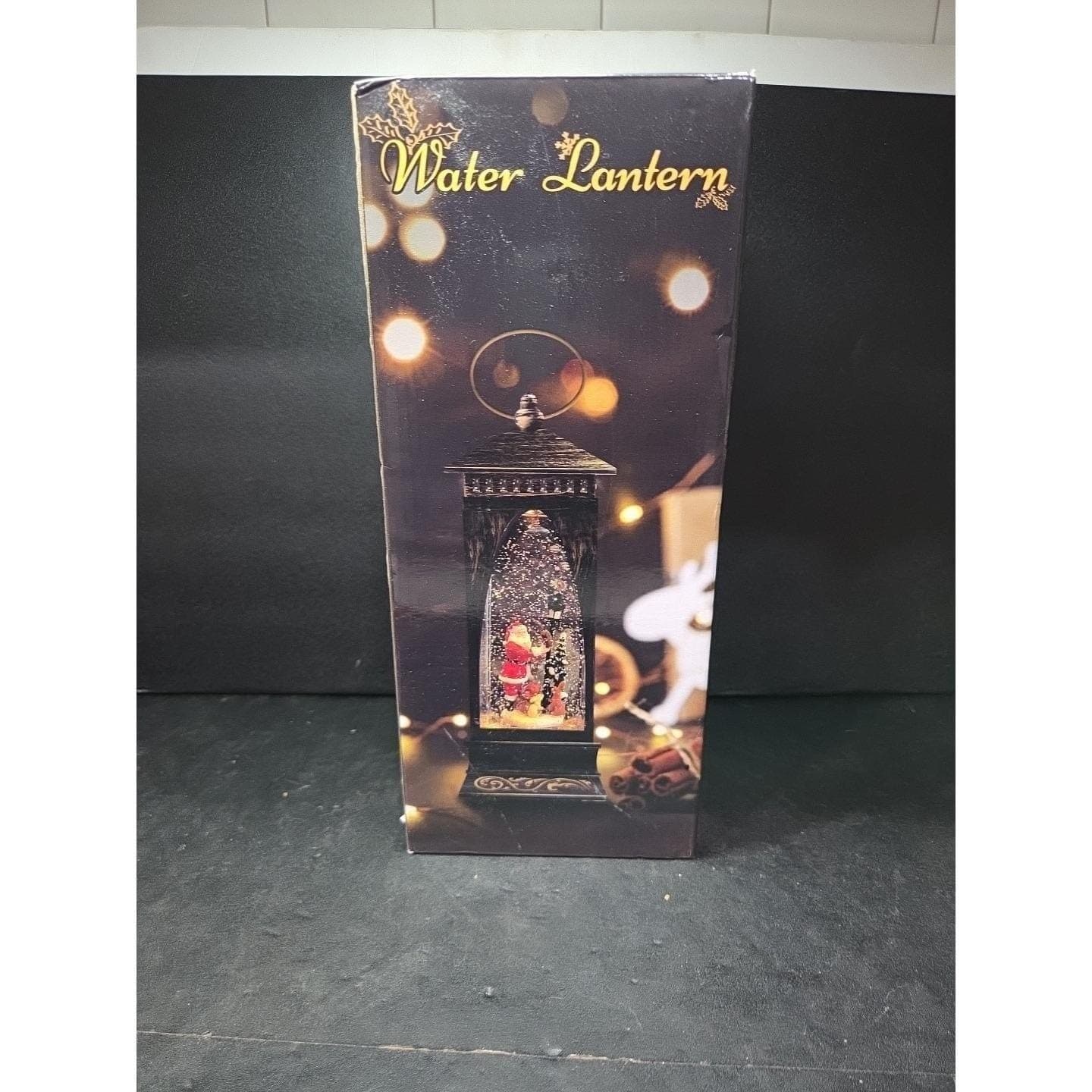 Christmas Holiday Lantern, LED Light Water Globe, Santa Edition Clock Style - Thumbnail 3