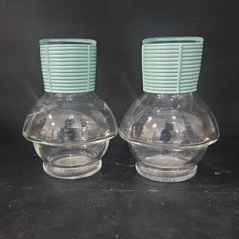 McKee Hottle Glass Decanters, Set of 2, Vintage Glasbake Coffee Tea Servers - Thumbnail 8