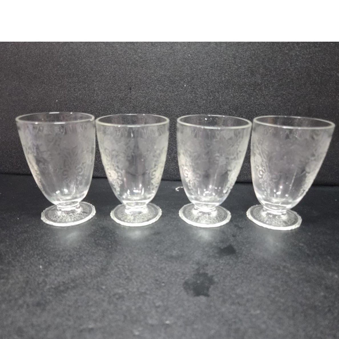 Hazel Atlas Florentine Poppy #1 Juice Glasses, Set of 4, Vtg Tumblers, Drinkware - Thumbnail 2
