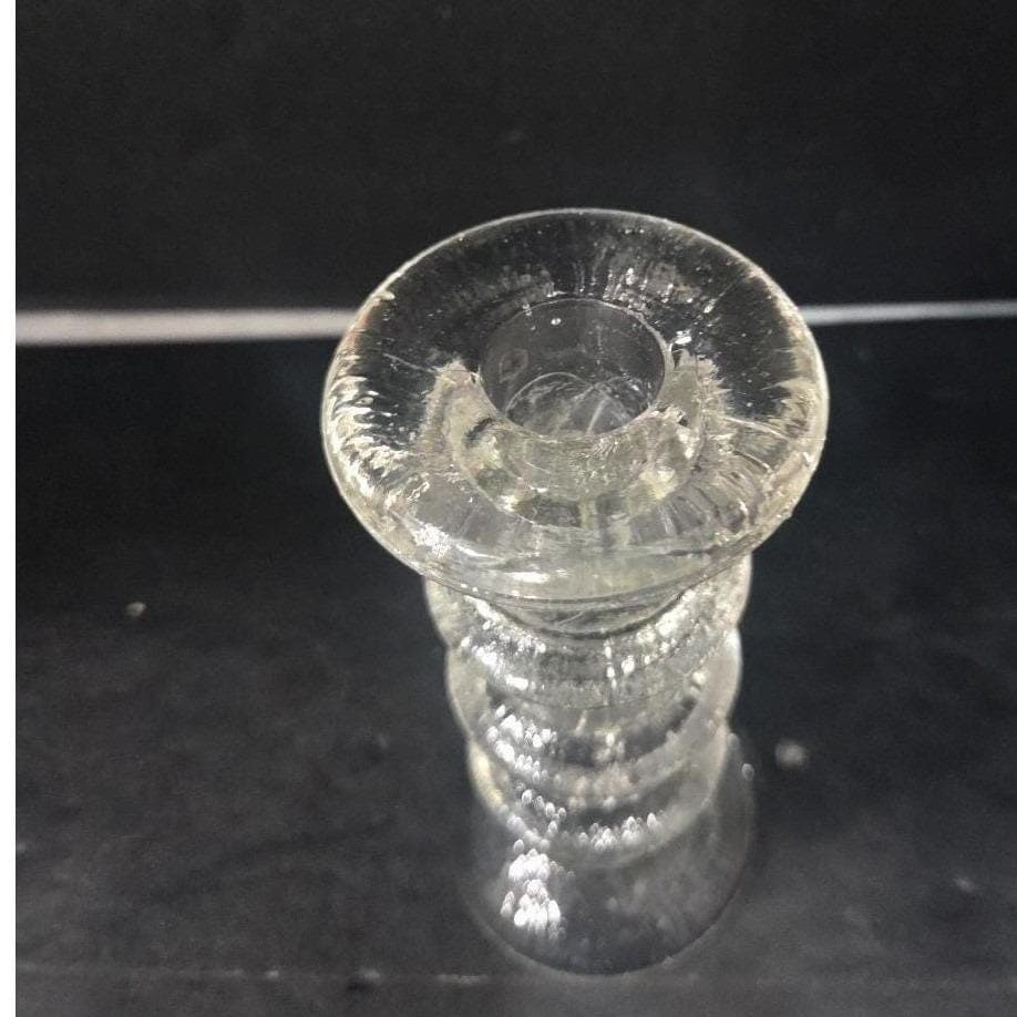Pukeberg Sweden Three-Ring Pressed Glass Candlestick, Scandinavian Candle Holder - Thumbnail 6