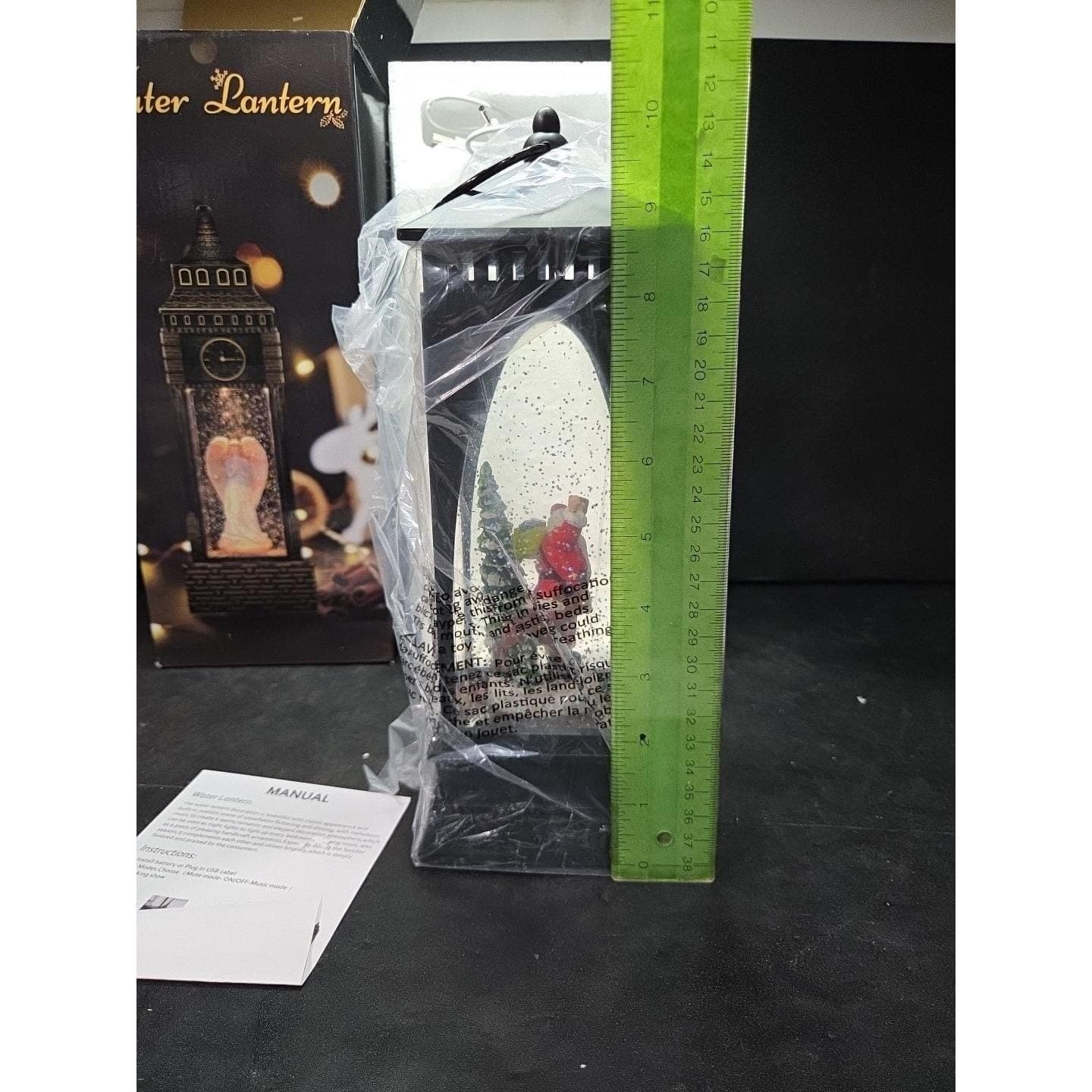 Christmas Holiday Lantern, LED Light Water Globe, Santa Edition Clock Style - Thumbnail 6