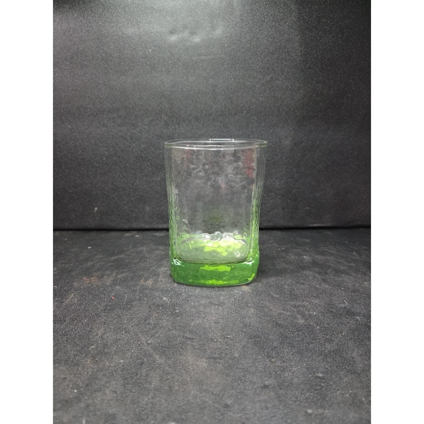 Crisa Style Lime Green Hammered Lowball Tumbler, Square Thumbprint Drinkware - Thumbnail 2