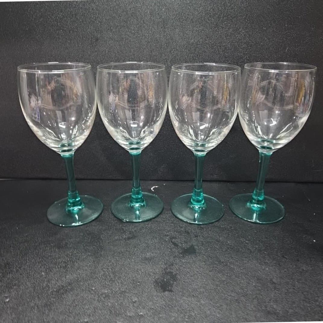 Luminarc Aqua Stem Glass Goblets, Set of 4, Vintage Teal Stemware, Drinkware - Thumbnail 2