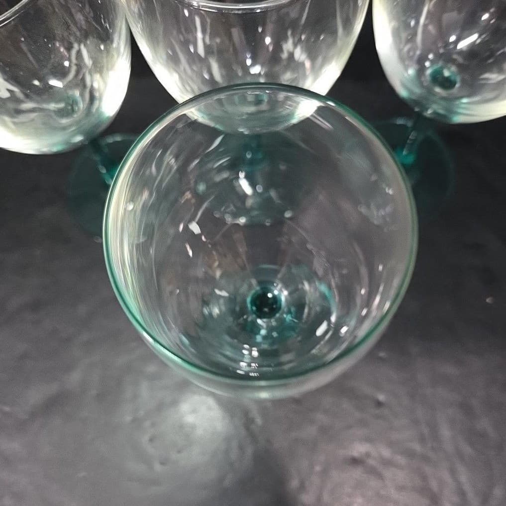 Luminarc Aqua Stem Glass Goblets, Set of 4, Vintage Teal Stemware, Drinkware - Thumbnail 7