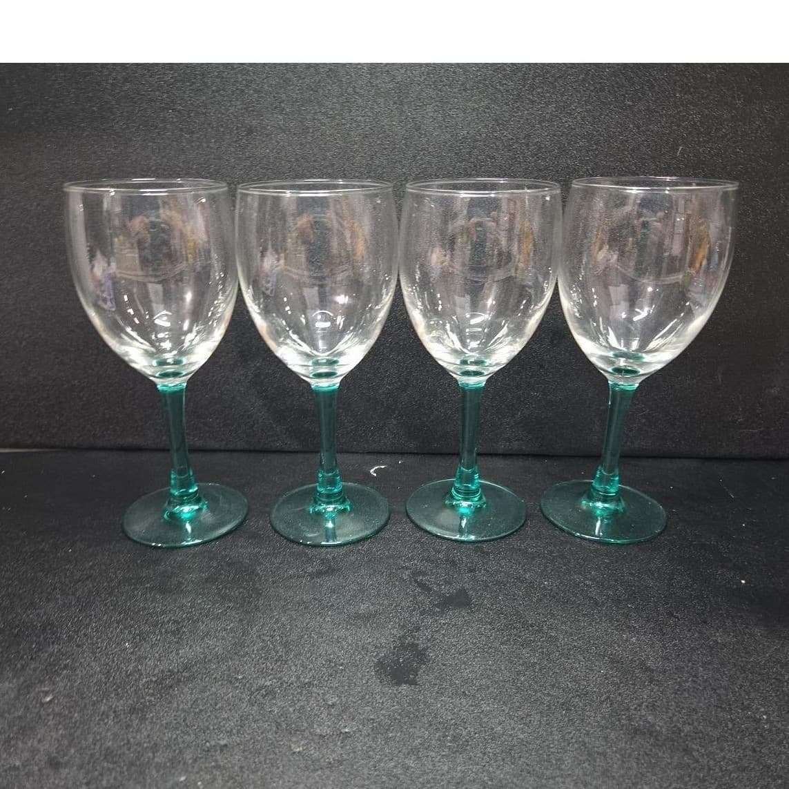 Luminarc Aqua Stem Glass Goblets, Set of 4, Vintage Teal Stemware, Drinkware - Thumbnail 3
