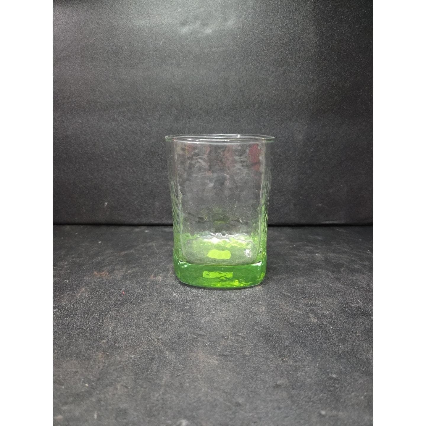 Crisa Style Lime Green Hammered Lowball Tumbler, Square Thumbprint Drinkware - Thumbnail 4