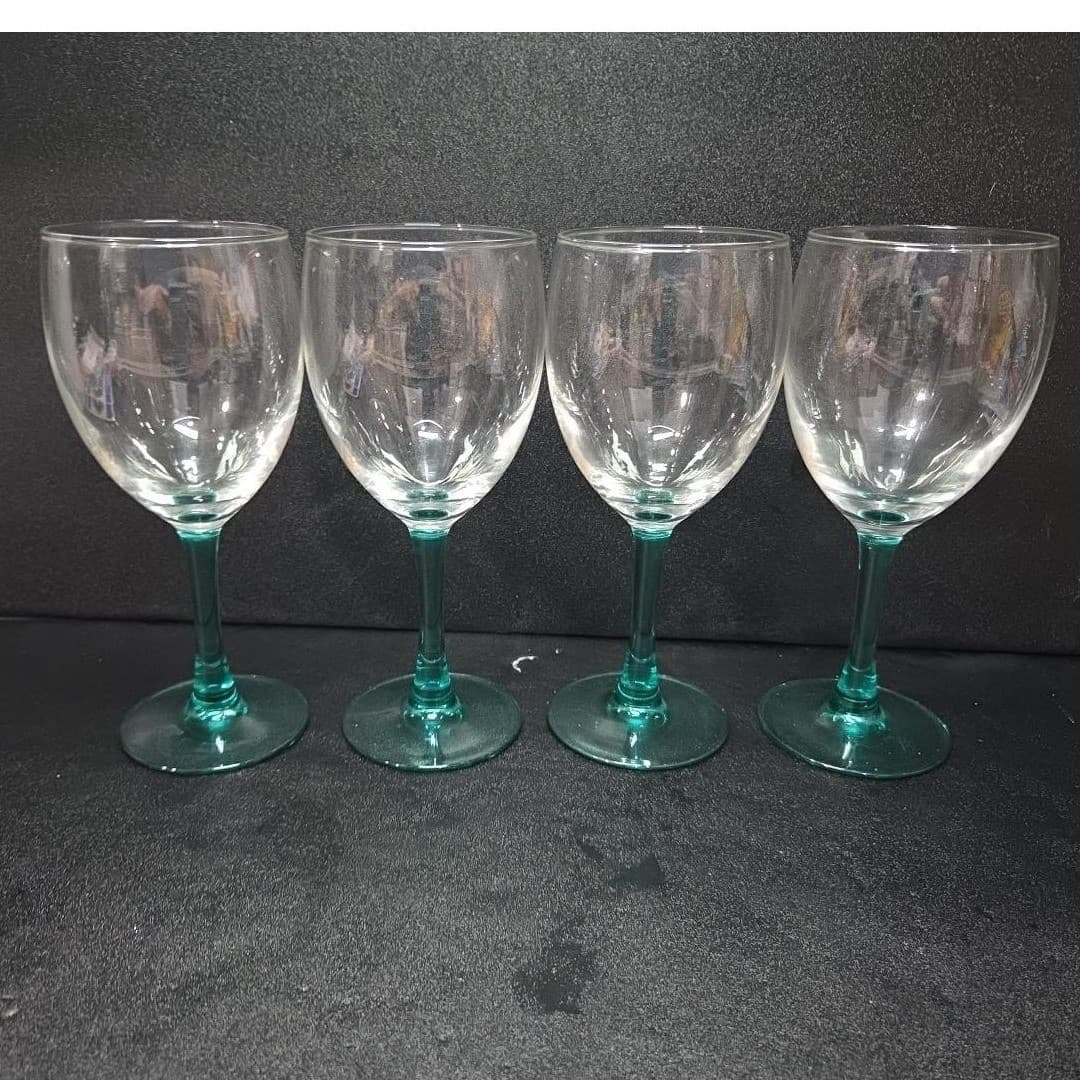 Luminarc Aqua Stem Glass Goblets, Set of 4, Vintage Teal Stemware, Drinkware - Thumbnail 4