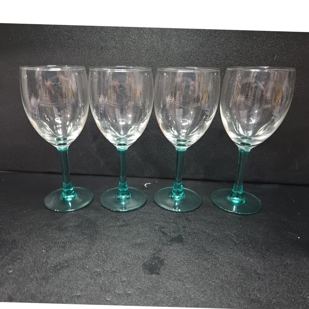 Luminarc Aqua Stem Glass Goblets, Set of 4, Vintage Teal Stemware, Drinkware - Thumbnail 5