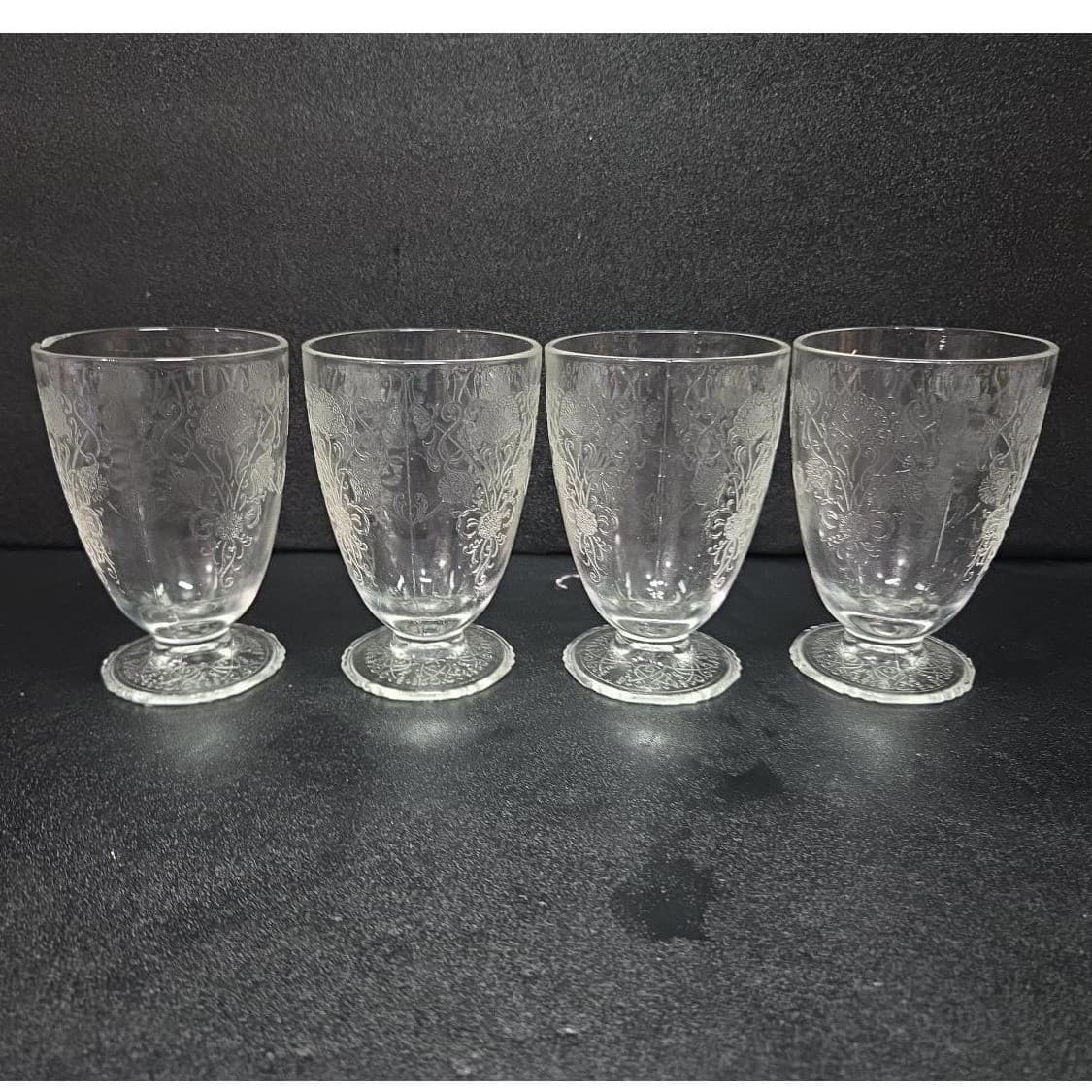 Hazel Atlas Florentine Poppy #1 Juice Glasses, Set of 4, Vtg Tumblers, Drinkware - Thumbnail 4
