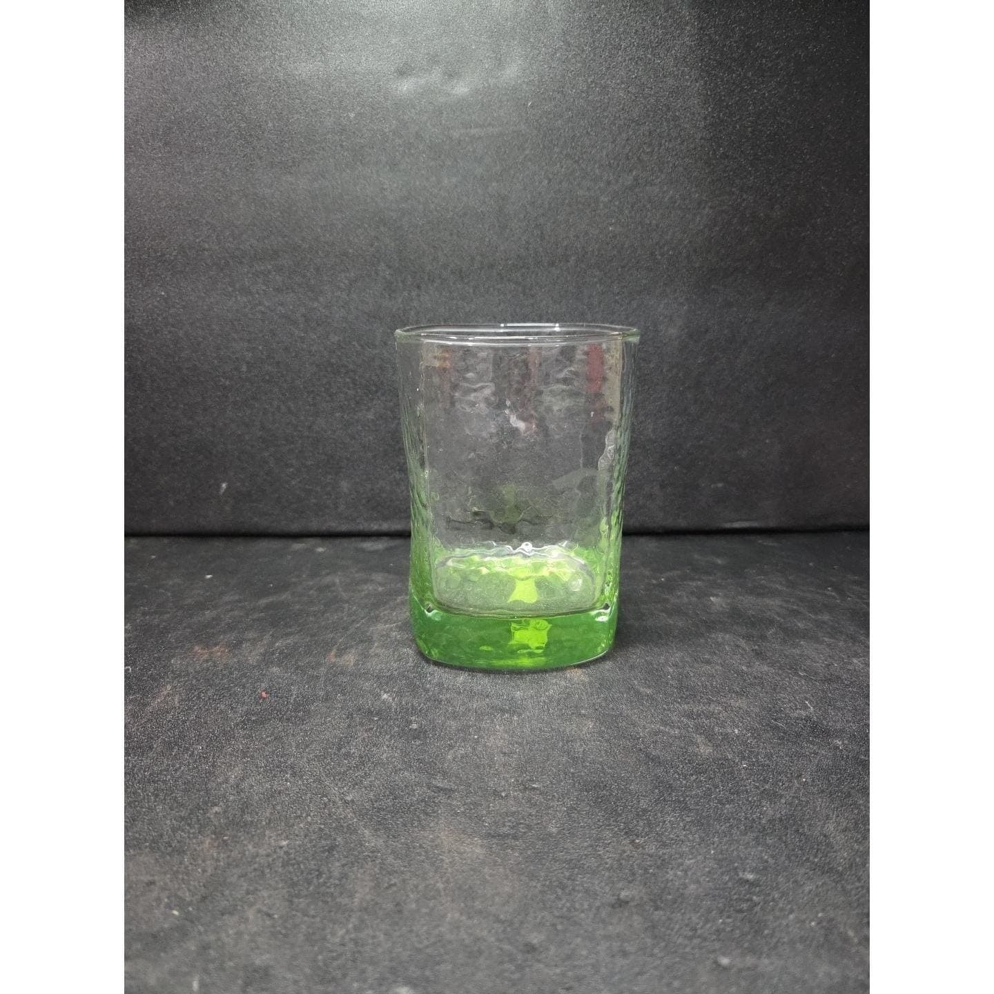 Crisa Style Lime Green Hammered Lowball Tumbler, Square Thumbprint Drinkware - Thumbnail 3