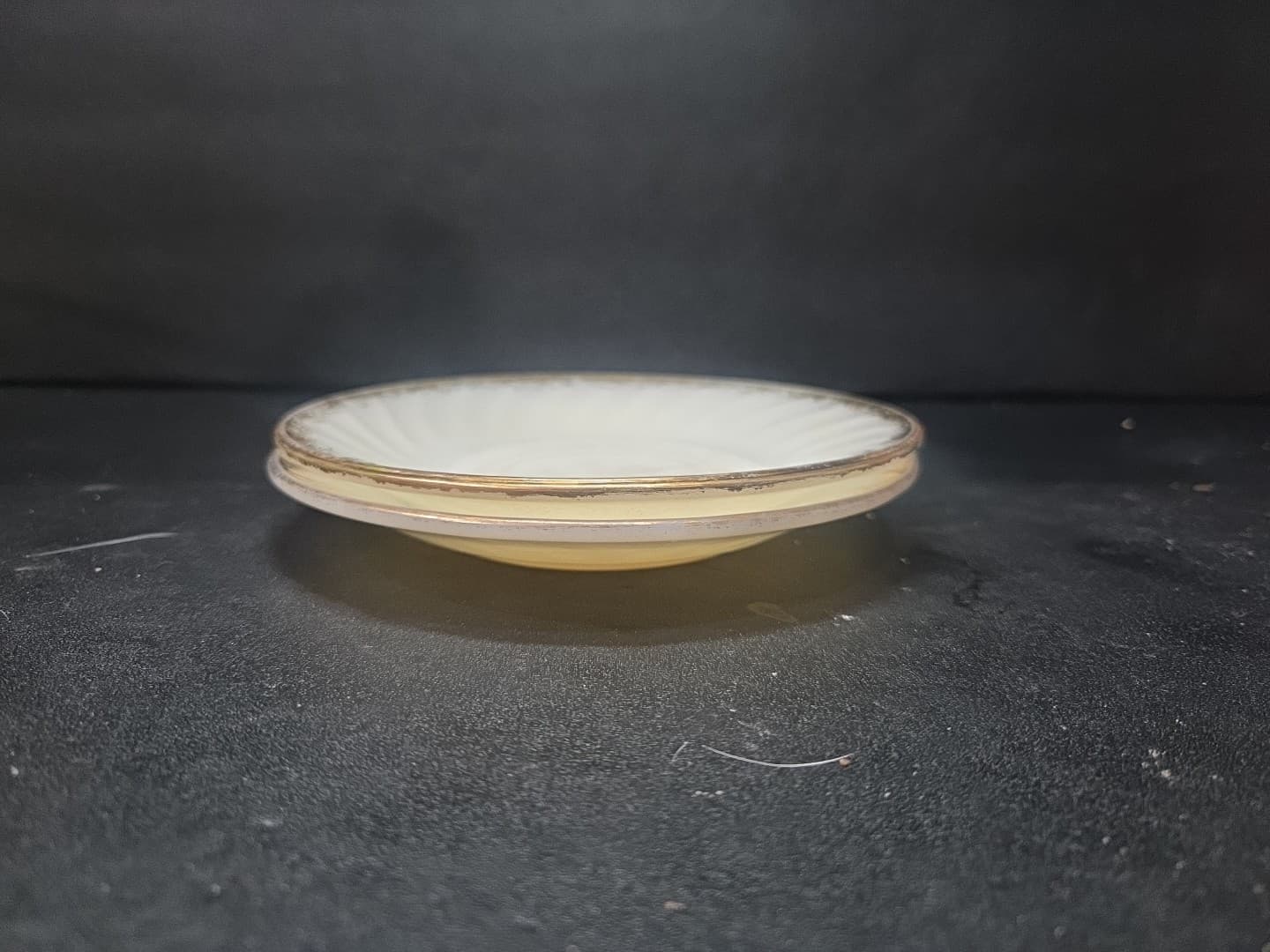 Anchor Hocking Golden Shell Saucers, Swirl Lustre Plates, Gold Trim, Set Of 2 - Thumbnail 6