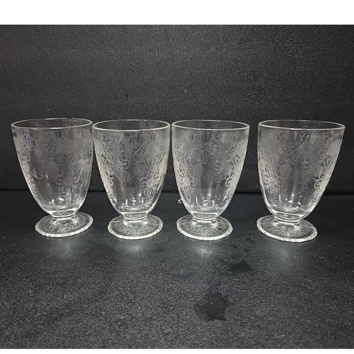 Hazel Atlas Florentine Poppy #1 Juice Glasses, Set of 4, Vtg Tumblers, Drinkware - Thumbnail 5