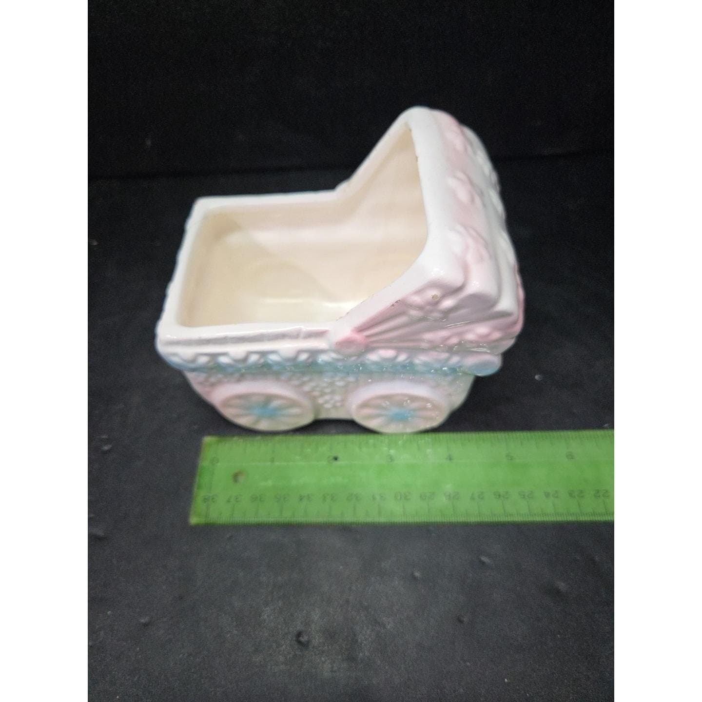 Ceramic Baby Carriage Planter with Floral Pattern, Vintage Whimsical Home Decor - Thumbnail 9