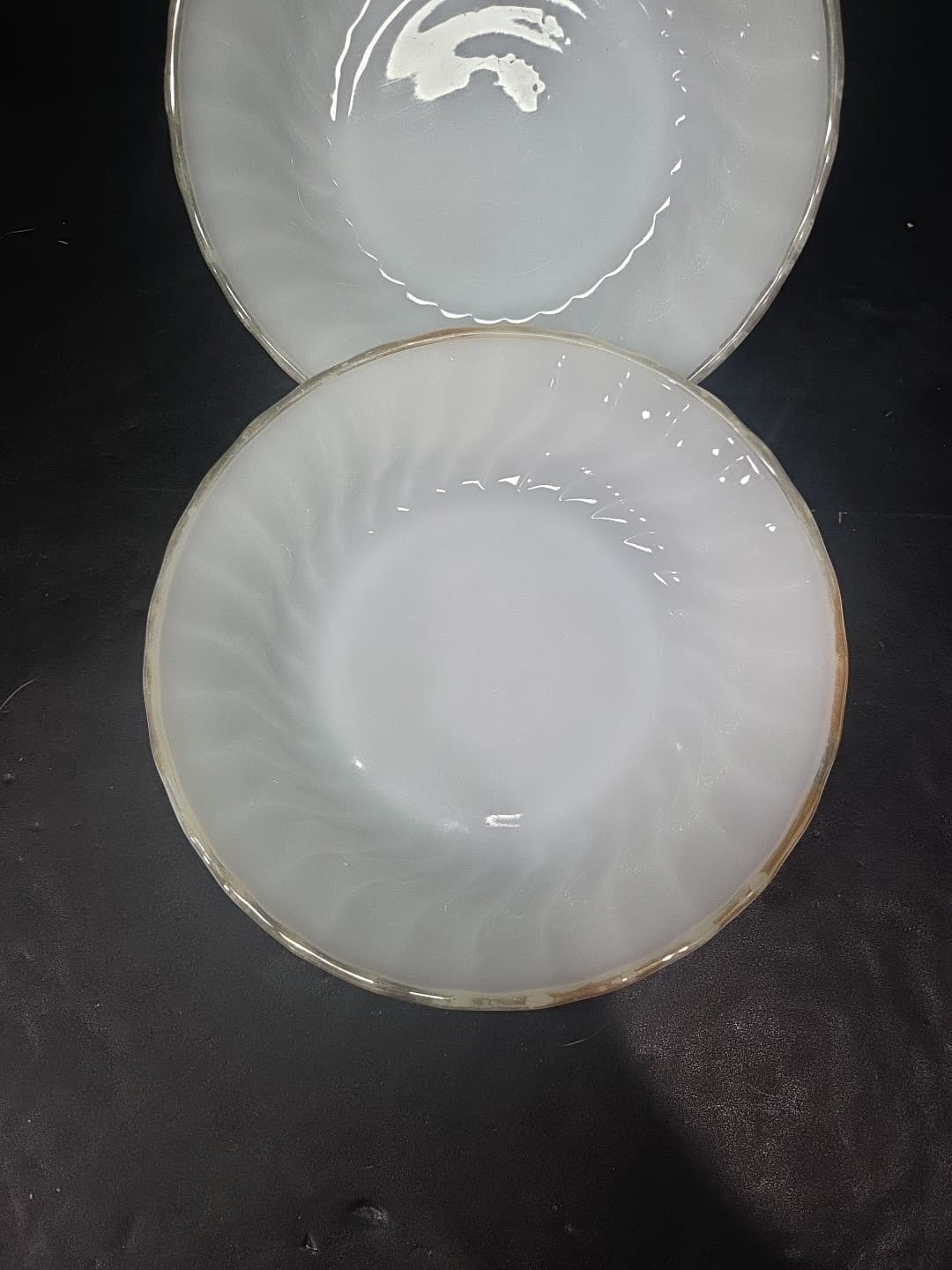 Anchor Hocking Swirl Golden Shell Luster Soup Bowls, Set of 2, Vtg Coupe Bowls - Thumbnail 2