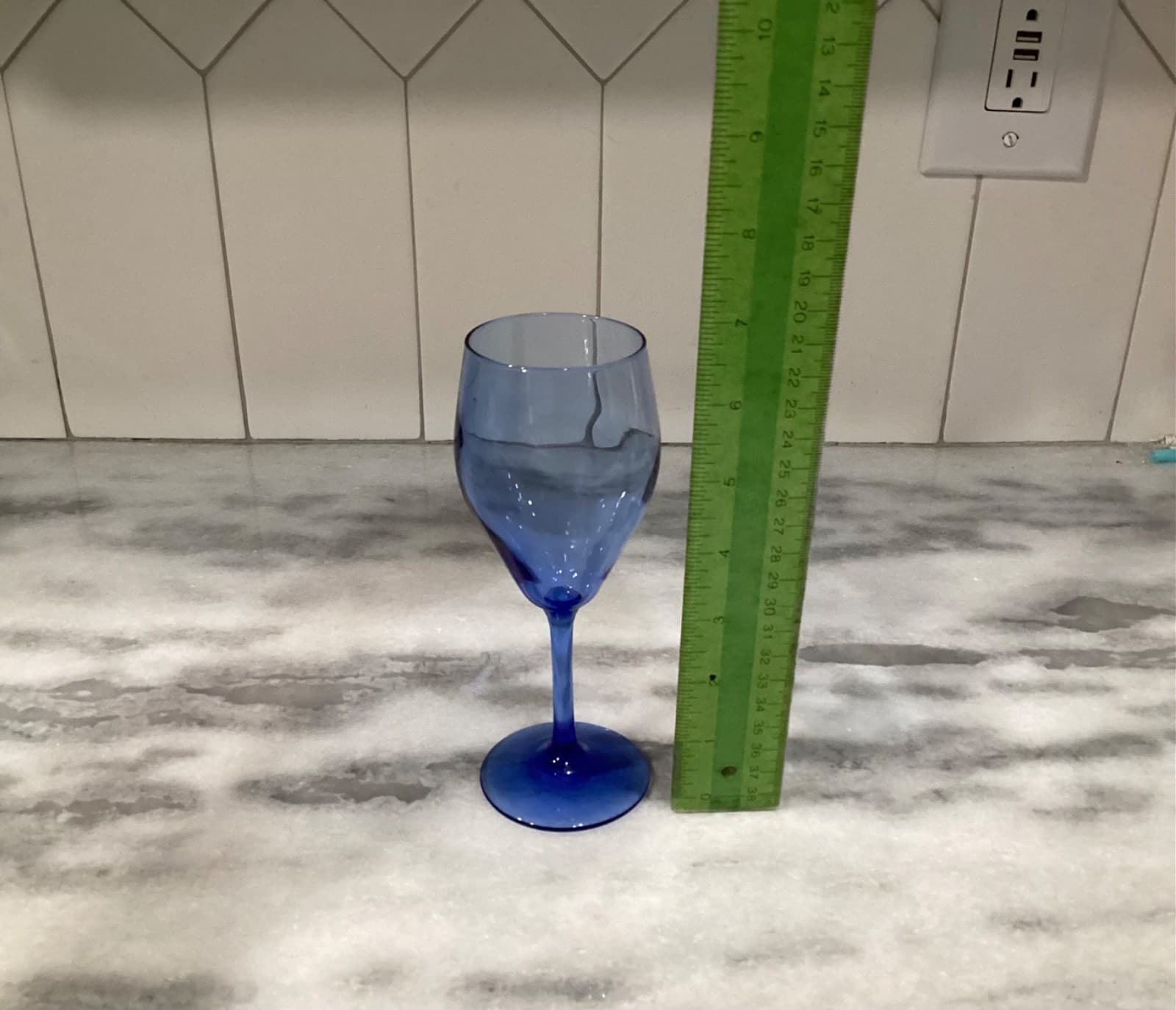 Vintage Teardrop Blue 6 Oz Stemmed Wine Glasses 6.5” Water Goblet Set of 4 - Thumbnail 5