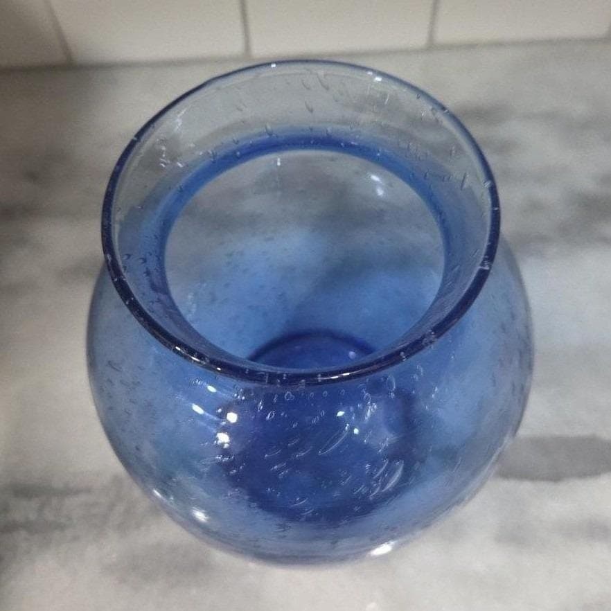 Indiana Glass Bubble Art Blue Vase, Vintage Centerpiece Decor, Replacement - Thumbnail 5