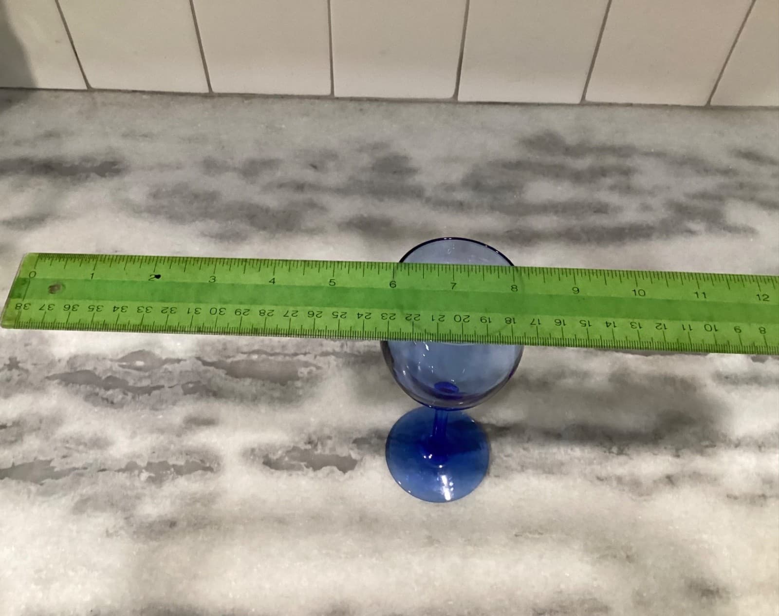 Vintage Teardrop Blue 6 Oz Stemmed Wine Glasses 6.5” Water Goblet Set of 4 - Thumbnail 6