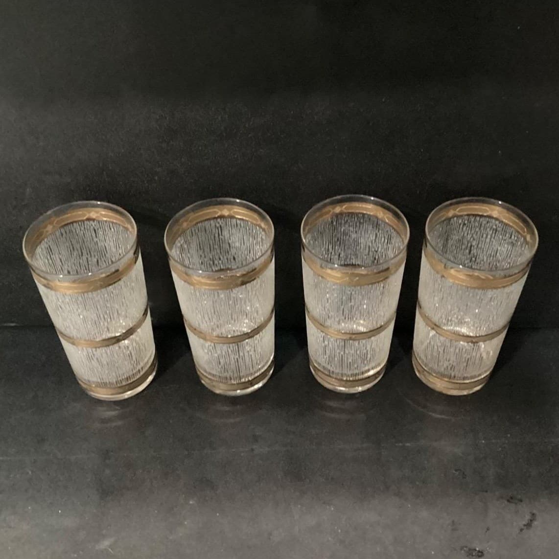 Culver "Icicle" 22K Gold Highball Glasses, Set of 4, Vintage Tumblers, Drinkware - Thumbnail 3