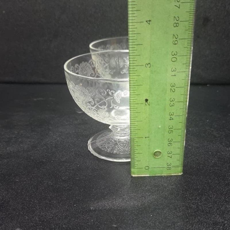 Hazel Atlas Florentine Sherbet Glasses, Set of 2, Vintage Footed Dessert Glass - Thumbnail 9