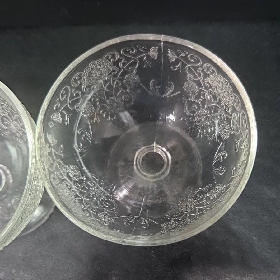 Hazel Atlas Florentine Sherbet Glasses, Set of 2, Vintage Footed Dessert Glass - Thumbnail 7