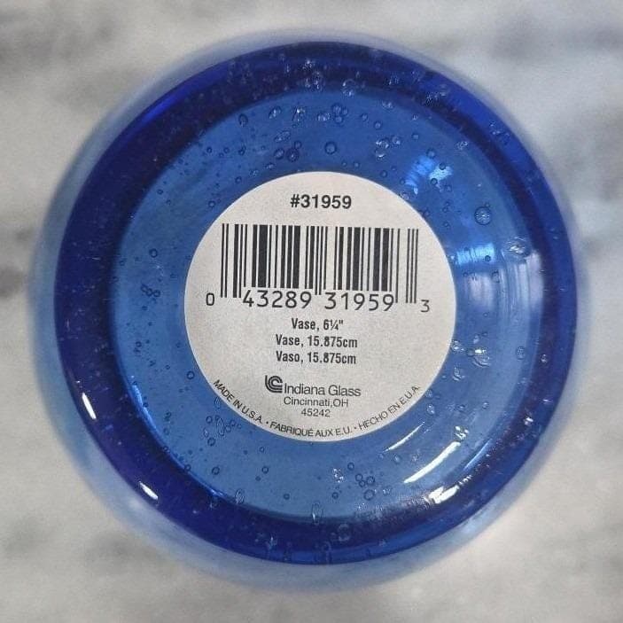 Indiana Glass Bubble Art Blue Vase, Vintage Centerpiece Decor, Replacement - Thumbnail 6
