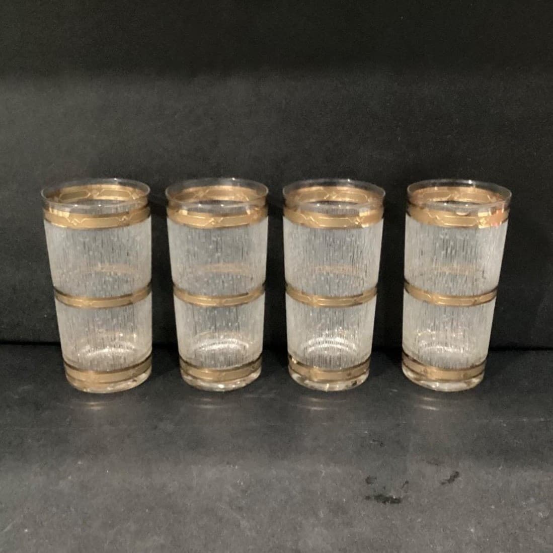 Culver "Icicle" 22K Gold Highball Glasses, Set of 4, Vintage Tumblers, Drinkware - Thumbnail 8