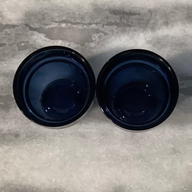 Cobalt Blue Thick Glass Mini Votive Candle Holders, Set of 2, Toothpick Cups - Thumbnail 4