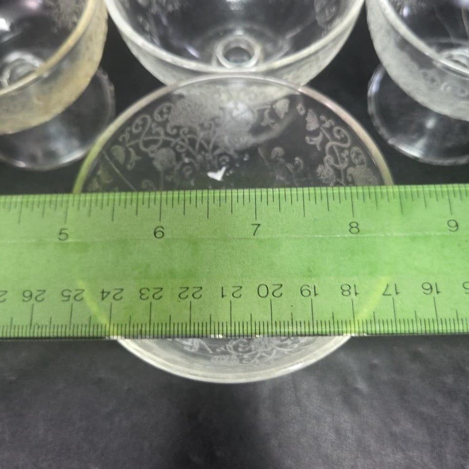 Hazel Atlas Florentine Sherbet Glasses, Set of 4, Vintage Footed Dessert Glass - Thumbnail 10
