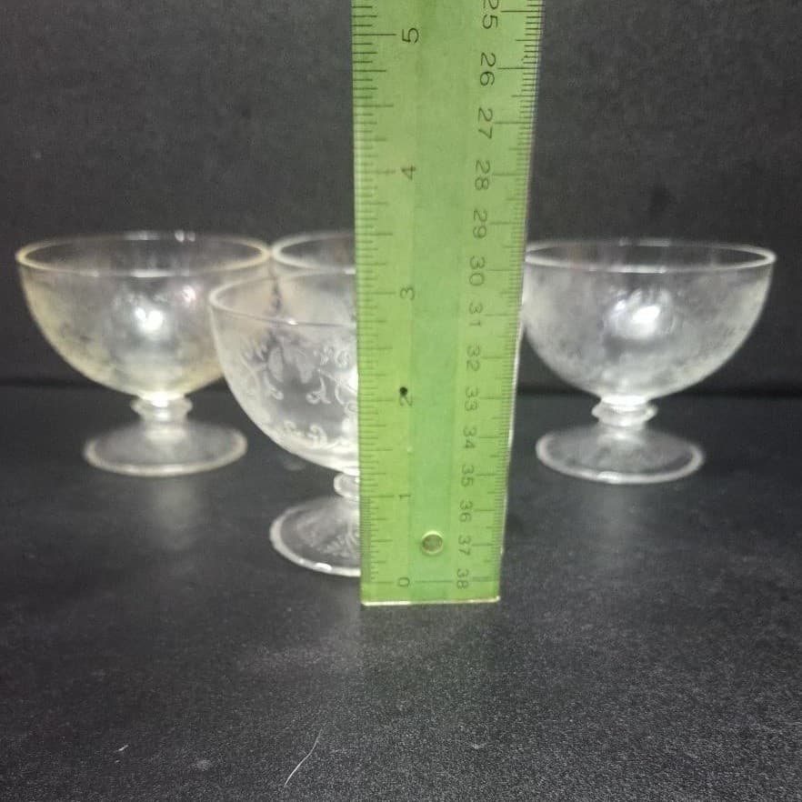 Hazel Atlas Florentine Sherbet Glasses, Set of 4, Vintage Footed Dessert Glass - Thumbnail 9