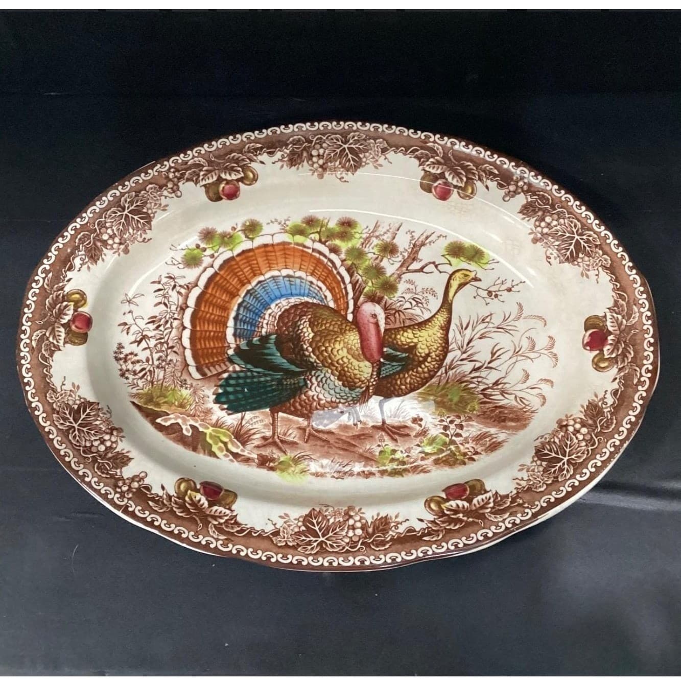 Fred Roberts Co Thanksgiving Turkey Platter, Ceramic Serving Tray, Tableware - Thumbnail 3