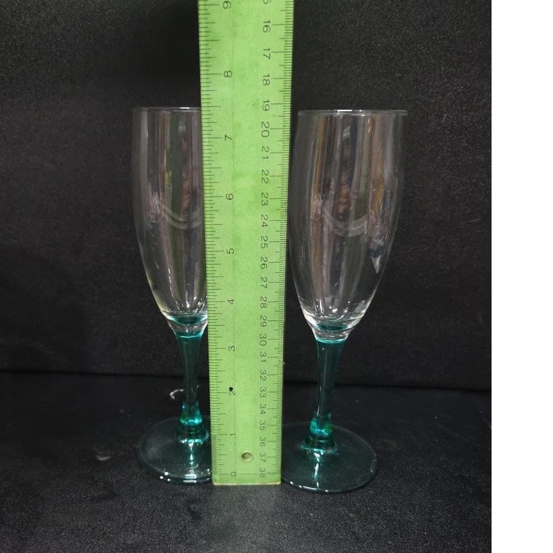 Luminarc Teal Champagne Flutes, Set of 2, Vintage Aqua Stemware Toasting Glasses - Thumbnail 9