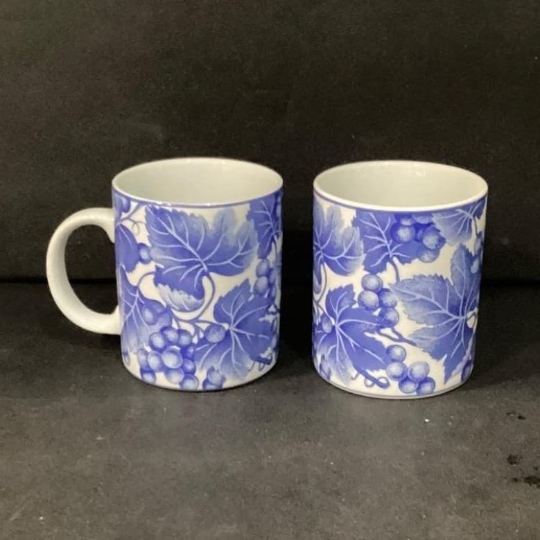 Omnibus By Fitz And Floyd "Bordeaux" Mugs, Set of 2, Grapevine Design Drinkware - Thumbnail 4