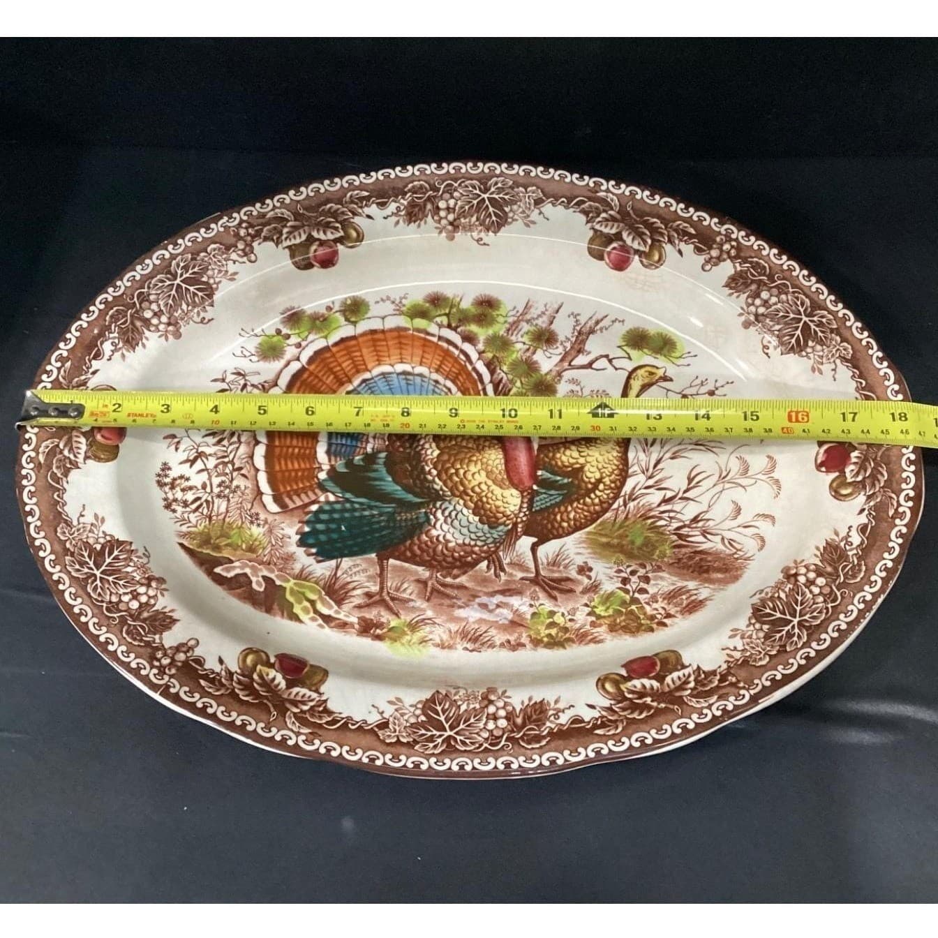 Fred Roberts Co Thanksgiving Turkey Platter, Ceramic Serving Tray, Tableware - Thumbnail 5
