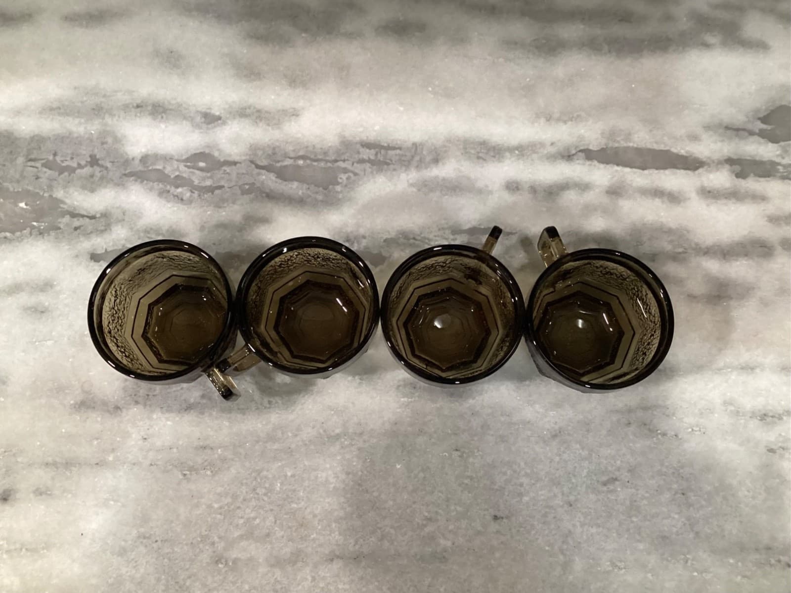 Vintage Anchor Hocking Brown Octagon Textured Cups Set of 4 - Thumbnail 7