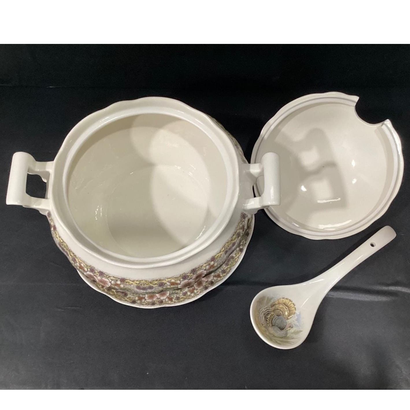 Churchill Myott Thanksgiving Soup Tureen Set, Four Piece Brown Transferware, Vtg - Thumbnail 5