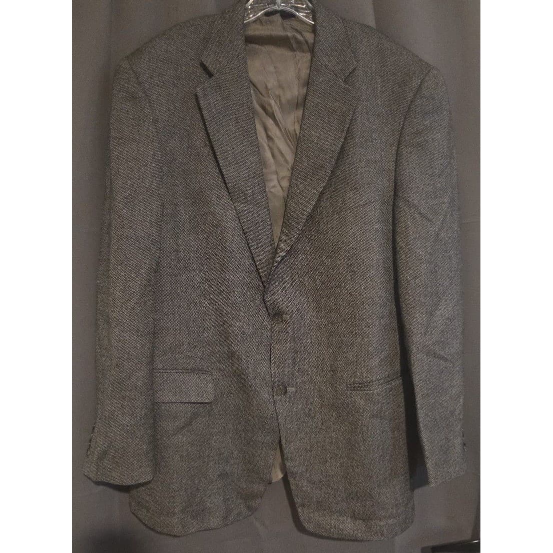 Roundtree & Yorke Gray Brown Micro Pattern Blazer, Men's 46L Sport Coat - Thumbnail 3