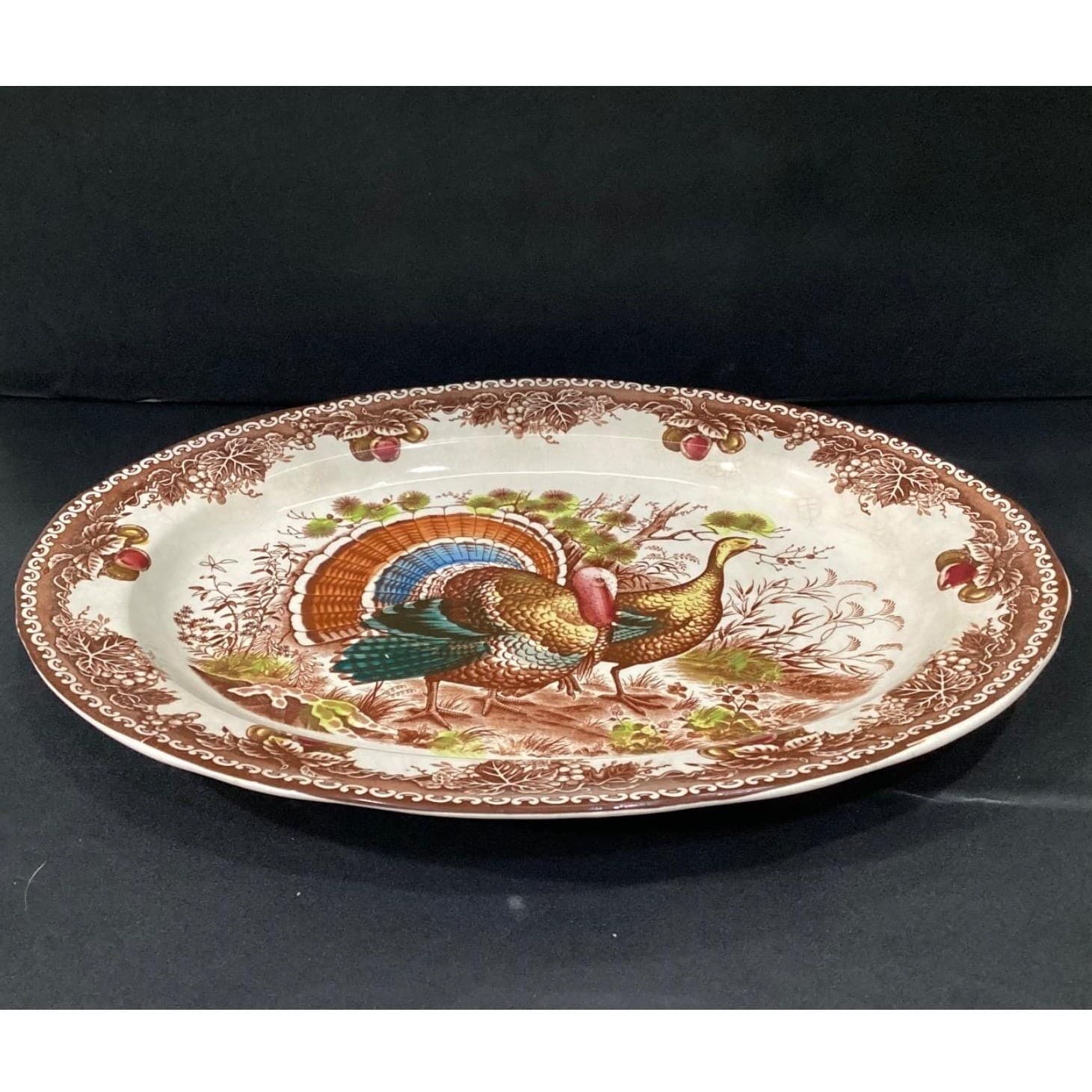 Fred Roberts Co Thanksgiving Turkey Platter, Ceramic Serving Tray, Tableware - Thumbnail 2