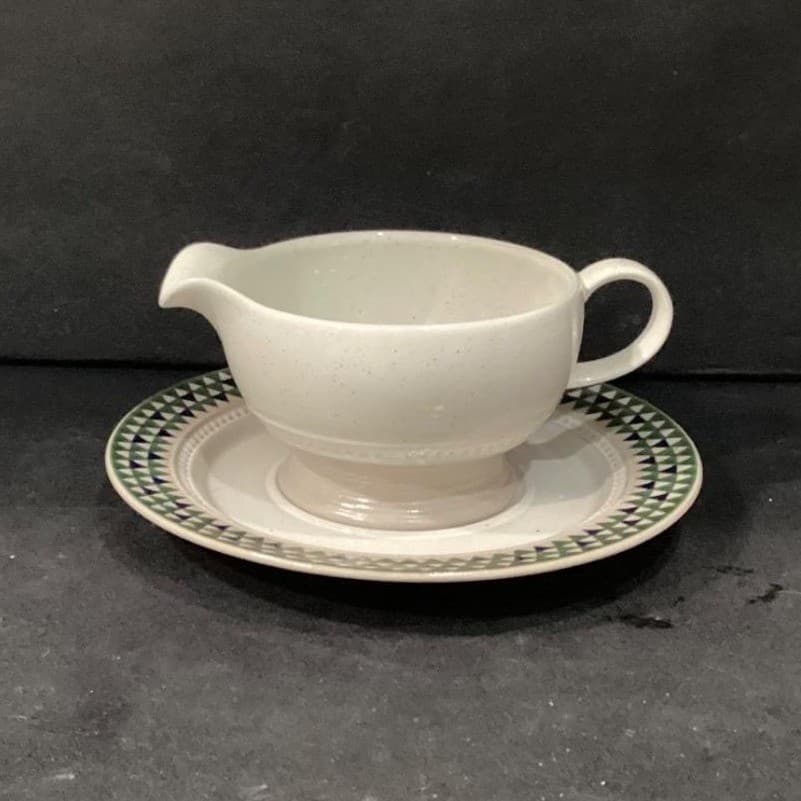 Mikasa StoneCraft "Laredo" Gravy Boat With Saucer, Vintage Southwest Stoneware - Thumbnail 2