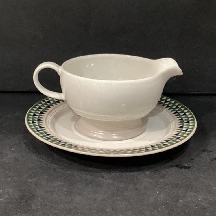 Mikasa StoneCraft "Laredo" Gravy Boat With Saucer, Vintage Southwest Stoneware - Thumbnail 4